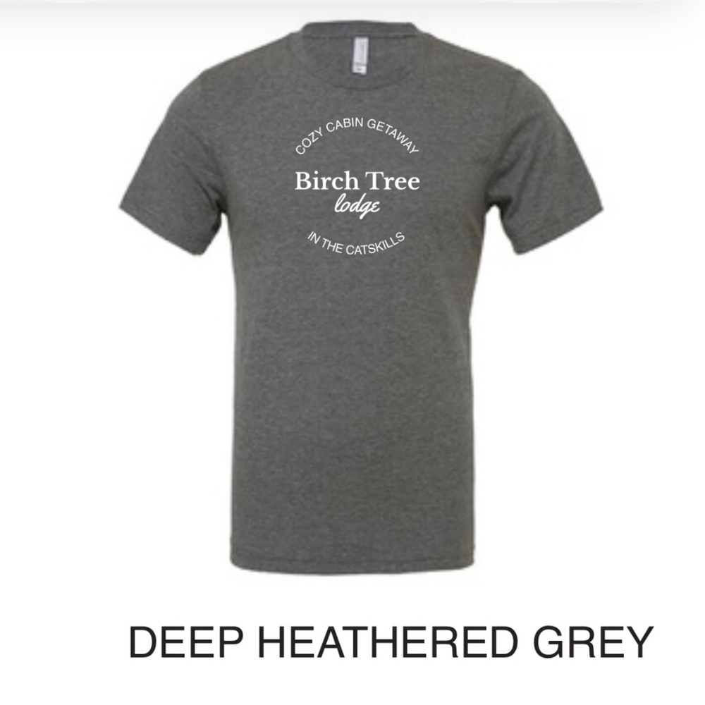 Birch Tree Lodge T-Shirt | Deep Heathered Grey